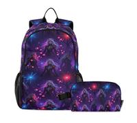 miaozhen Sac à dos pour école et sac à déjeuner Monstres Girl Night Boys Sac à dos d'école avec boîte à déjeuner pour enfants de 8 à 10 ans
