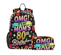 miaozhen Sac à dos pour garçons avec boîte à déjeuner Omg It's My Mom's 80th Birthday Sac d'école Garçon 7-10 ans