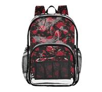 miaozhen Sac à dos transparent pour enfant Motif rose rouge mystère romantique Saint-Valentin Sac à dos transparent avec poche latérale en PVC transparent