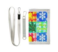 miaozhen Sac à main à trois volets avec motif à carreaux Merry Christmas pour cartes de crédit, sac à main minimaliste coloré avec cordon carteras para hombre