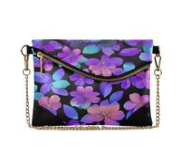 miaozhen Sac à main en cuir synthétique pour femme avec fermeture éclair et dragonne pour mariage, hologramme visuel, fleur violette, bleu, bolsas pequenas para mujer