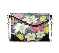 miaozhen Sac à main en polyuréthane pour femme - Style minimaliste - Pochette pour mariage William Morris - Rose - Lys cartera bordeaux