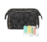 miaozhen Sac à pharmacie avec motif rose blanche et noir pour femme