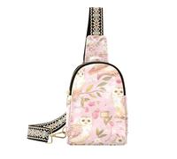 miaozhen Sac banane tendance avec motif chouette gris pêche doré multi-usage grand sac banane pour la randonnée, Dessin animé Great Grey Owl Peach Gold, Sacs à main à bandoulière