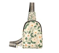 miaozhen Sac corporel tendance avec fleurs et blancs Beige Naturaliste pour homme pour voyage, Fleur et Blanc Beige Naturaliste
