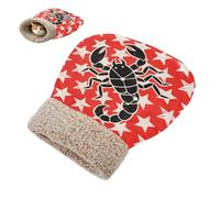 miaozhen Sac de couchage couvert pour chats et mini chiens d'intérieur - Plat noir scorpions étoiles, rouge et blanc - Sac de couchage pour chatons par temps froid, confortable, lavable et