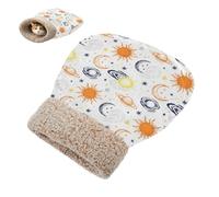 miaozhen Sac de couchage pour chat - Abri parfait - Rétro soleil et lune - Orange et blanc - Pour temps froid - Confortable - Lavable - Castillo para gatos