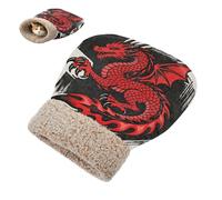 miaozhen Sac de couchage pour chat d'intérieur et mini chiens - Motif dragon chinois - Noir et rouge - Tunnel cachette - Pour temps froid - En peluche douce semi-fermée