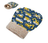 miaozhen Sac de couchage pour chat d'intérieur pour chats et petits chiens, voitures de dessin animé, bleu foncé et jaune, sac d'hiver doux et sûr semi-fermé castillo para gatos