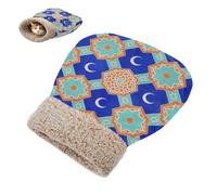 miaozhen Sac de couchage pour chat d'intérieur pour chiot et chat Égypte Paisley Fleur Lune Bleu Ethnique Nid apaisant Hiver Confortable Lavable Enveloppe semi-fermée Cueva para gatos