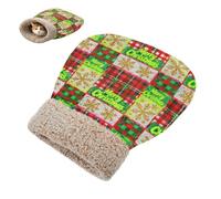 miaozhen Sac de couchage pour chat ou chiot Motif à carreaux Joyeux Noël Tunnel Cachette pour animal domestique Hiver Confortable en peluche semi-fermée Castillo para gatos