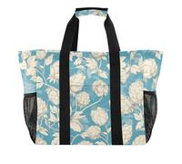 miaozhen Sac de plage bavarois personnalisé badge bleu et blanc élégant pliable avec poches avec poignées