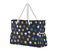 miaozhen Sac de plage d'été résistant au sable avec fermeture éclair trèfle feuille citron orange et bleu marine sacs fourre-tout femme Top Beach Bag Pool Bag Work Bag Shopping Bag