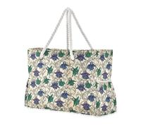 miaozhen Sac de plage imperméable avec fermeture éclair William Morris violet et vert motif fleurs pour femme pour voyage, gym, vacances