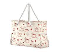 miaozhen Sac de plage portable pour homme avec fermeture éclair Motif carrousel rouge Happy New Year Grand sac fourre-tout de travail pour femme avec poches