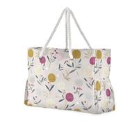 miaozhen Sac de plage robuste pour filles avec fermeture éclair Motif chutes de neige Crème et or Sac fourre-tout de travail pour femme avec porte-gobelet et porte-gobelets sur le côté