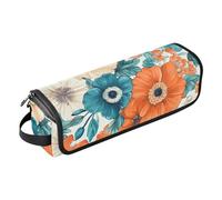 miaozhen Sac de voyage pour outils de cheveux chauds avec tapis de fer, sac de rangement pour fers plats, lisseurs, fers à friser, fleurs bohèmes, turquoise, corail portable, essentiels de voyage,