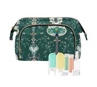 miaozhen Sac de voyage vert pour maquillage de violon chinois avec fermeture éclair pour femmes