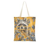 miaozhen Sac fourre-tout en toile personnalisé post-impressionnisme raton laveur doré personnalisé en toile fourre-tout en vrac pour anniversaire