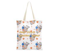 miaozhen Sac fourre-tout personnalisé en toile hippopotame drôle volant coeur blanc orange sacs réutilisables personnalisés pour Dail
