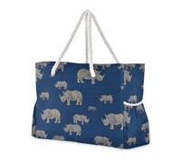 miaozhen Sac fourre-tout portable pour femme avec fermeture éclair en bois tendance Rhino Blu Ray, idéal pour les voyages, la piscine, la natation, la plage, les vacances