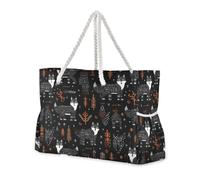 miaozhen Sac fourre-tout robuste à fermeture éclair pour voyage avec fermeture éclair Nordic Wolverine Foxfire Noir Sac fourre-tout pour femme pour le travail, les voyages, la plage, cadeaux