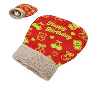 miaozhen Sac pour chat d'intérieur pour chiot et chat - Ours d'anniversaire - Vert fluo et rouge - Cachette d'hiver en peluche douce - Auto-chaud - Castillo para gatos