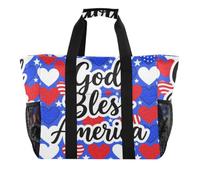 miaozhen Sacs de courses réutilisables en toile avec poches avant | Grand sac fourre-tout utilitaire pour femme, avec compartiments, God Bless Americas Patriotic Usa