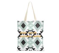 miaozhen Sacs en toile personnalisés pour femmes noir et blanc illustration design aztèque menthe sacs d'épicerie réutilisables en toile pour un usage quotidien