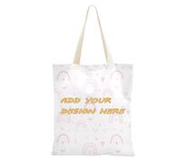 miaozhen Sacs fourre-tout en tissu personnalisés avec poignées Rainbow Star Heart Shape Peach personnalisé réutilisable sac fourre-tout pour Dail
