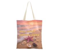 miaozhen Sacs fourre-tout en toile personnalisés, coucher de soleil, plage, paysage, étoile de mer, coquillages, sac fourre-tout en toile vierge personnalisé pour collègue