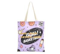 miaozhen Sacs fourre-tout personnalisés en toile Just Play Basket Ball Purple Print Sac fourre-tout personnalisé uni pour ami