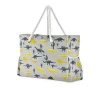 miaozhen Sacs fourre-tout résistants au sable pour les voyages avec fermeture éclair Ceratosaurus Cactus Gris Jaune Sacs fourre-tout pour femme pour le travail avec porte-gobelets sur le côté