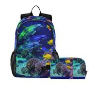 miaozhen Sacs pour l'école garçons chat graffiti 3D poissons tropicaux des mers profondes 18 L Sac d'école et boîte à déjeuner pour garçons, 10-12, mochilas para ni?as con lonchera