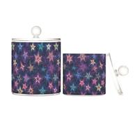 miaozhen Shining Stars Dreamy Lot de 2 boîtes de rangement en plastique transparent avec couvercle pour cotons-tiges, cotons-tiges, médiators et trombones Violet
