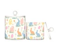 miaozhen Silhouette de lapin de Pâques en plastique transparent pastel avec couvercle, commode, petits bacs de rangement décoratifs pour cotons-tiges, cotons-tiges, cure-dents, trombones, S