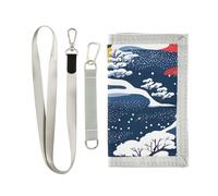 miaozhen Snow Mystery Portefeuille à trois volets pour homme avec cordon pour billetera tarjetero para hombre, Mystère de neige bleu rouge, 1 size