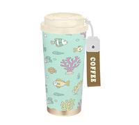 miaozhen Sous l'eau Corail Fish Gobelet à café pour homme avec couvercles Togo Tasse en acier inoxydable pour chaud et froid 500 ml Anti-fuite