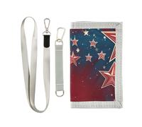miaozhen Stars Red 4th Of July Portefeuille rouge foncé à trois volets cadeaux cool portefeuille simple robuste pour homme avec cordon billetera tarjetero para hombre, Stars Red 4 juillet rouge foncé,