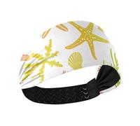 miaozhen Style Corail Étoile de Mer Coquillage Animaux Doux Vert Jaune Évacuation de l'humidité Bandeau pour les cheveux des femmes Bandeau élastique pour basket-ball Cyclisme Yoga Yoga cintas para el