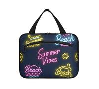 miaozhen Sun Neon Summer Vibes Beach Sac de voyage à suspendre avec crochet, design extensible pour accessoires indispensables maletín para maquillaje L, sun neon summer vibes beach, Moderne