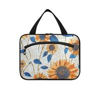 miaozhen Sunflowers Sac de soins de la peau à suspendre doré scintillant avec crochet, accessoires de designer pour les essentiels de voyage pour femme bolsa de maquillaje para mujer L, Tournesols