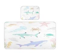 miaozhen Surmatelas rafraîchissant pour bébé imperméable 71,1 x 132,1 cm respirant léger coloré animal requin crabe hippocampe rembourrage pour côtés pour enfants et adultes