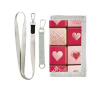 miaozhen Texas Hold'em Portefeuille fin à trois volets pour femme Rouge doré avec cordon, Texas hold'em or rouge Saint-Valentin, 1 size