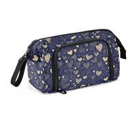miaozhen Trousse à crayons de grande capacité avec compartiment pour adultes pour adolescentes, lycée, bleu et or, Saint-Valentin, amour romantique, estuche para lapices para, 1 size, Amour romantique