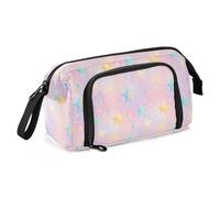 miaozhen Trousse à crayons de grande capacité avec fente pour crayons et cosmétiques pour filles et bureau, étoiles, rose poudré, couleur estuche para lapices
