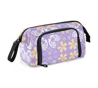 miaozhen Trousse à crayons de grande capacité avec fente pour enseignant, université, motif violet, blanc estuche para plumas