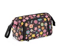 miaozhen Trousse à crayons de grande capacité avec fermeture éclair pour adolescentes, filles, université, fleurs abstraites, estuche para lapiz
