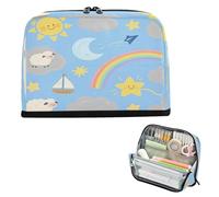 miaozhen Trousse à crayons de grande capacité - Grand sac de rangement pour adolescentes, filles, fournitures scolaires, enfants, moutons, bateau, arc-en-ciel, bleu
