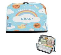 miaozhen Trousse à crayons de grande capacité - Organisateur de papeterie simple pour enfants, école, but de basket-ball, motif arc-en-ciel bleu cartuchera escolar para ninas